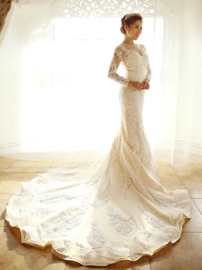 Long Train Mermaid Wedding Dress