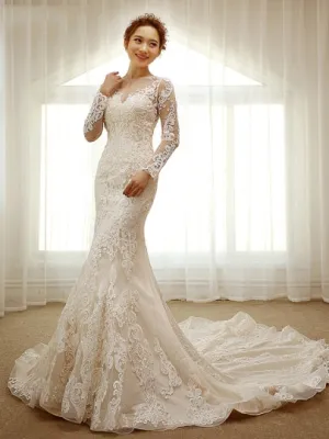 Long Train Mermaid Wedding Dress