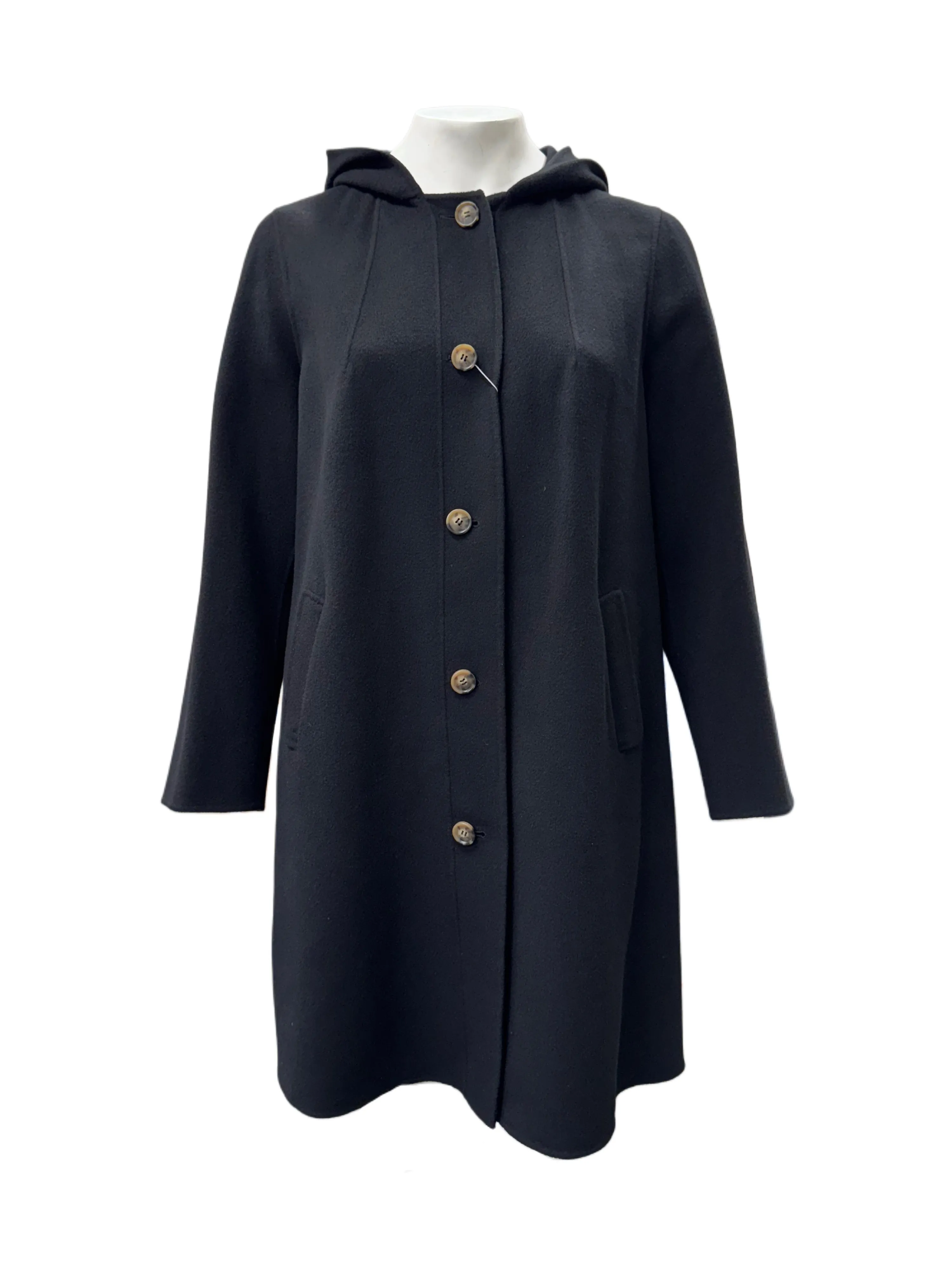 Marina Rinaldi Women's Black Trionfo Button Closure Coat NWT