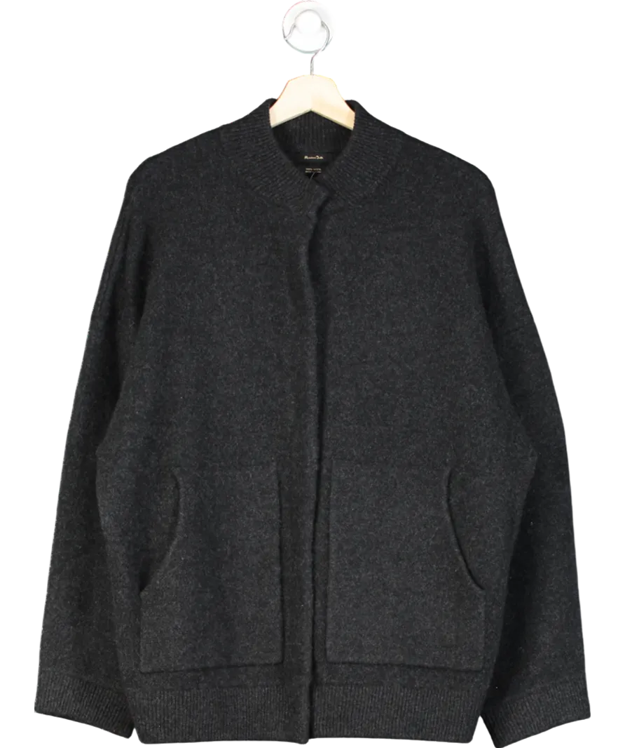Massimo Dutti Grey Wool Collarless Jacket UK S