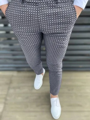 Men's Checkered Print Tapered Pants