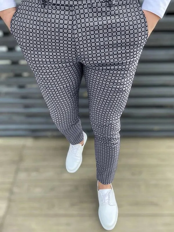 Men's Checkered Print Tapered Pants