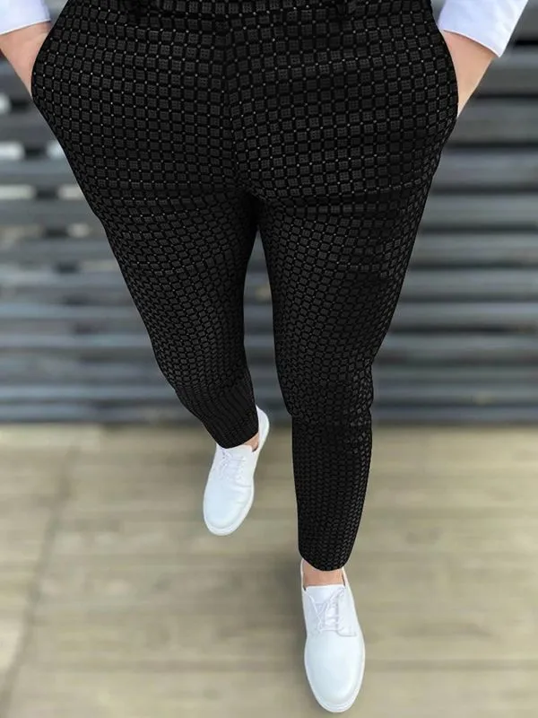 Men's Checkered Print Tapered Pants
