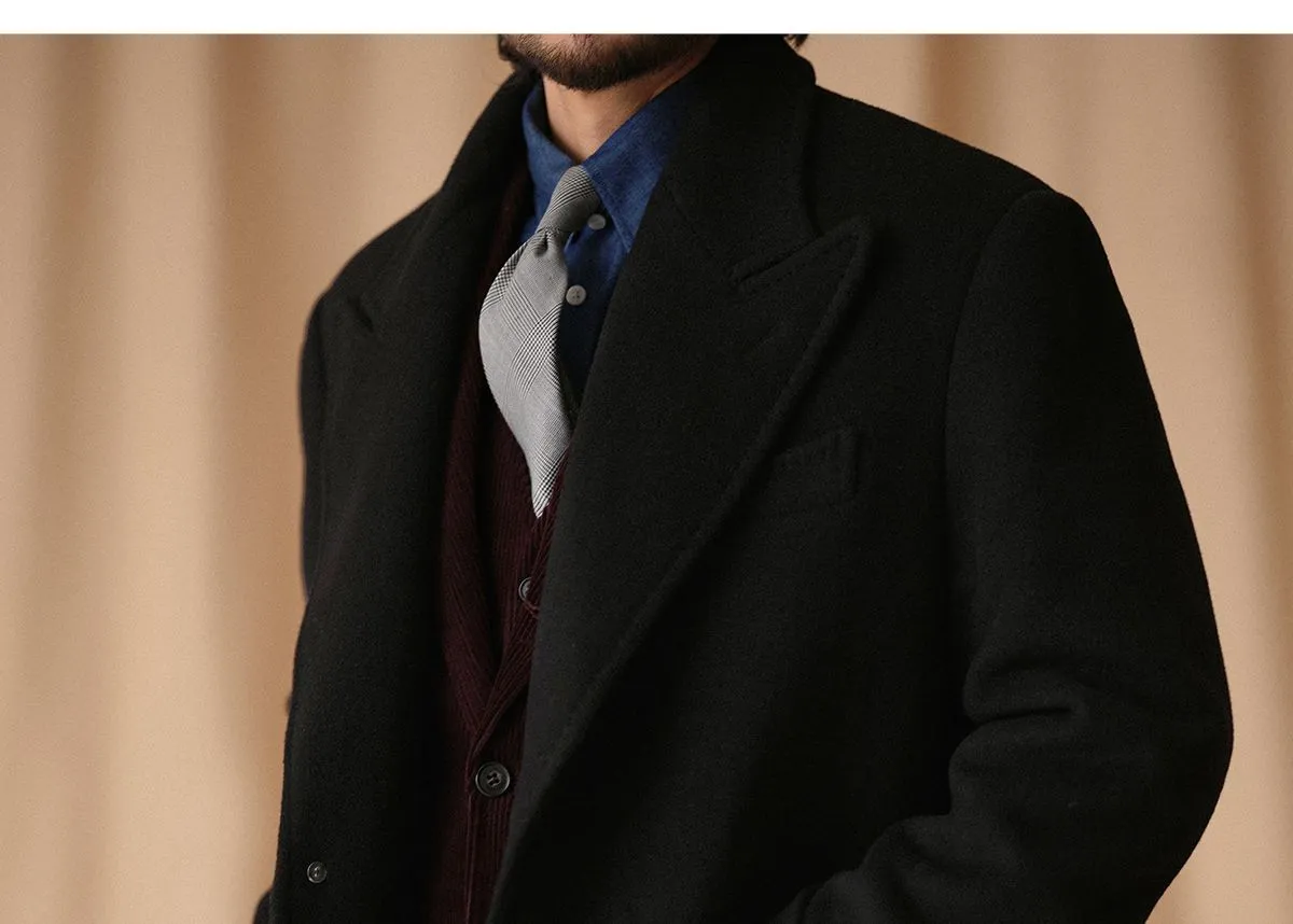 Men's Luxurious Long Wool Overcoat
