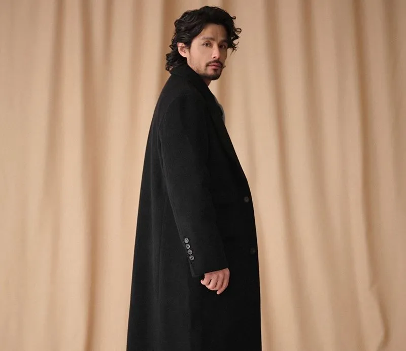 Men's Luxurious Long Wool Overcoat