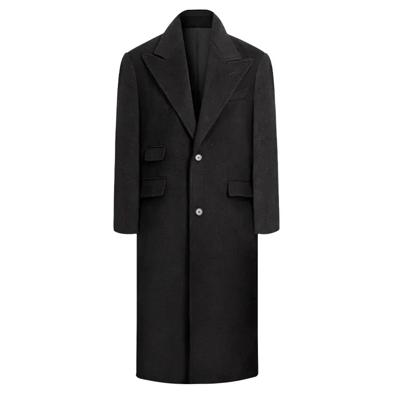 Men's Luxurious Long Wool Overcoat