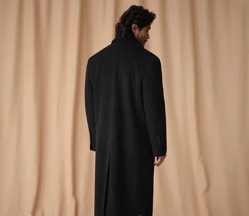 Men's Luxurious Long Wool Overcoat