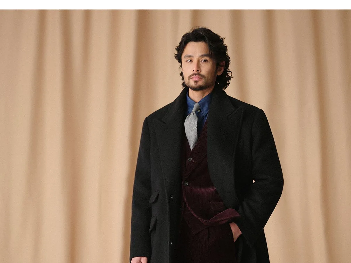Men's Luxurious Long Wool Overcoat