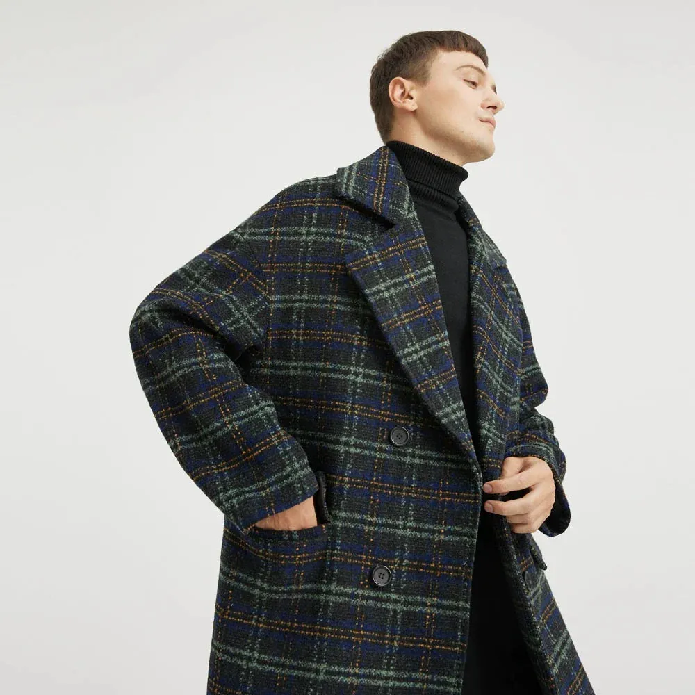 Men's Plaid Wool Coat