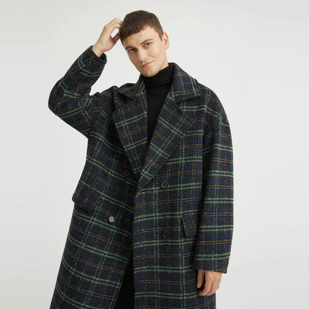 Men's Plaid Wool Coat