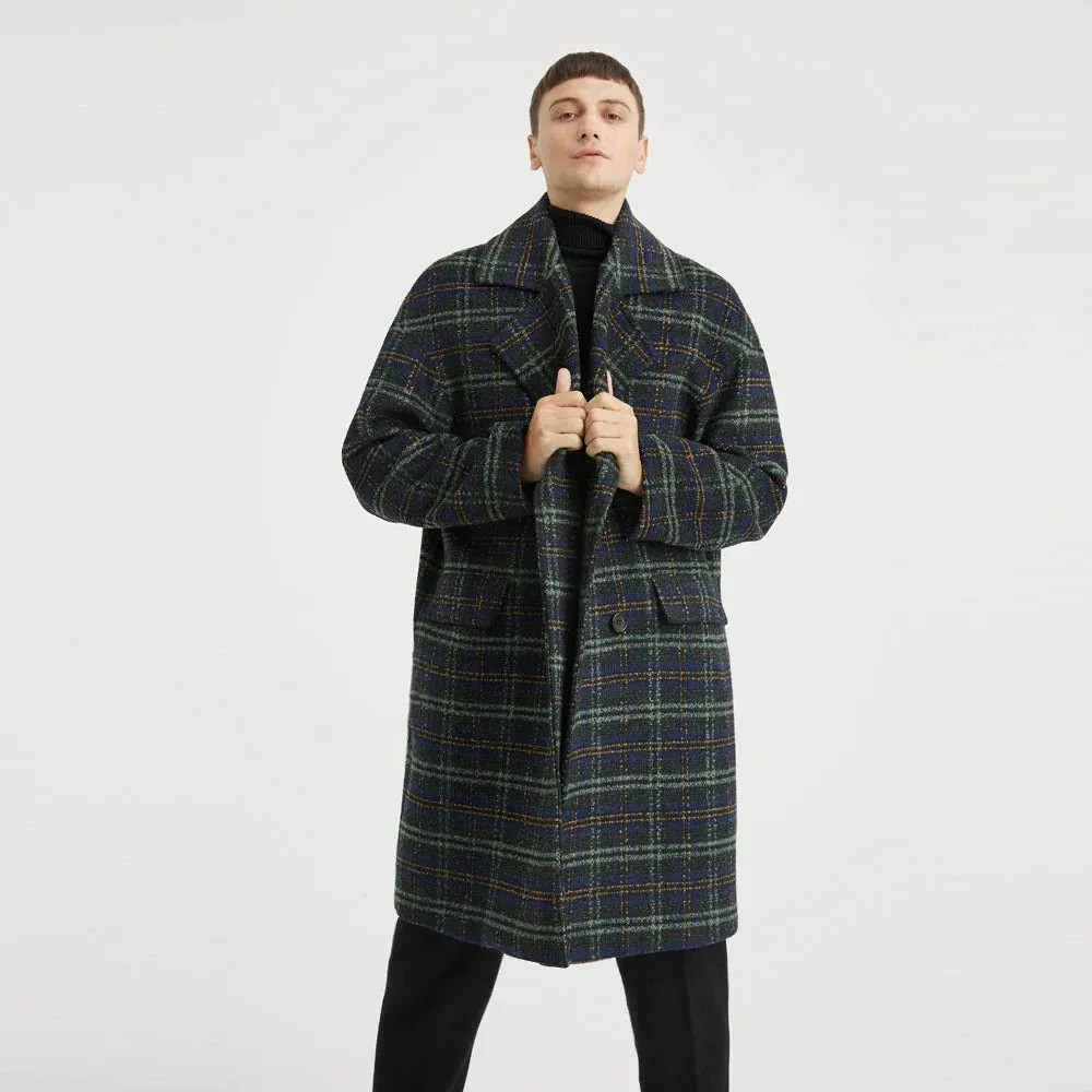 Men's Plaid Wool Coat