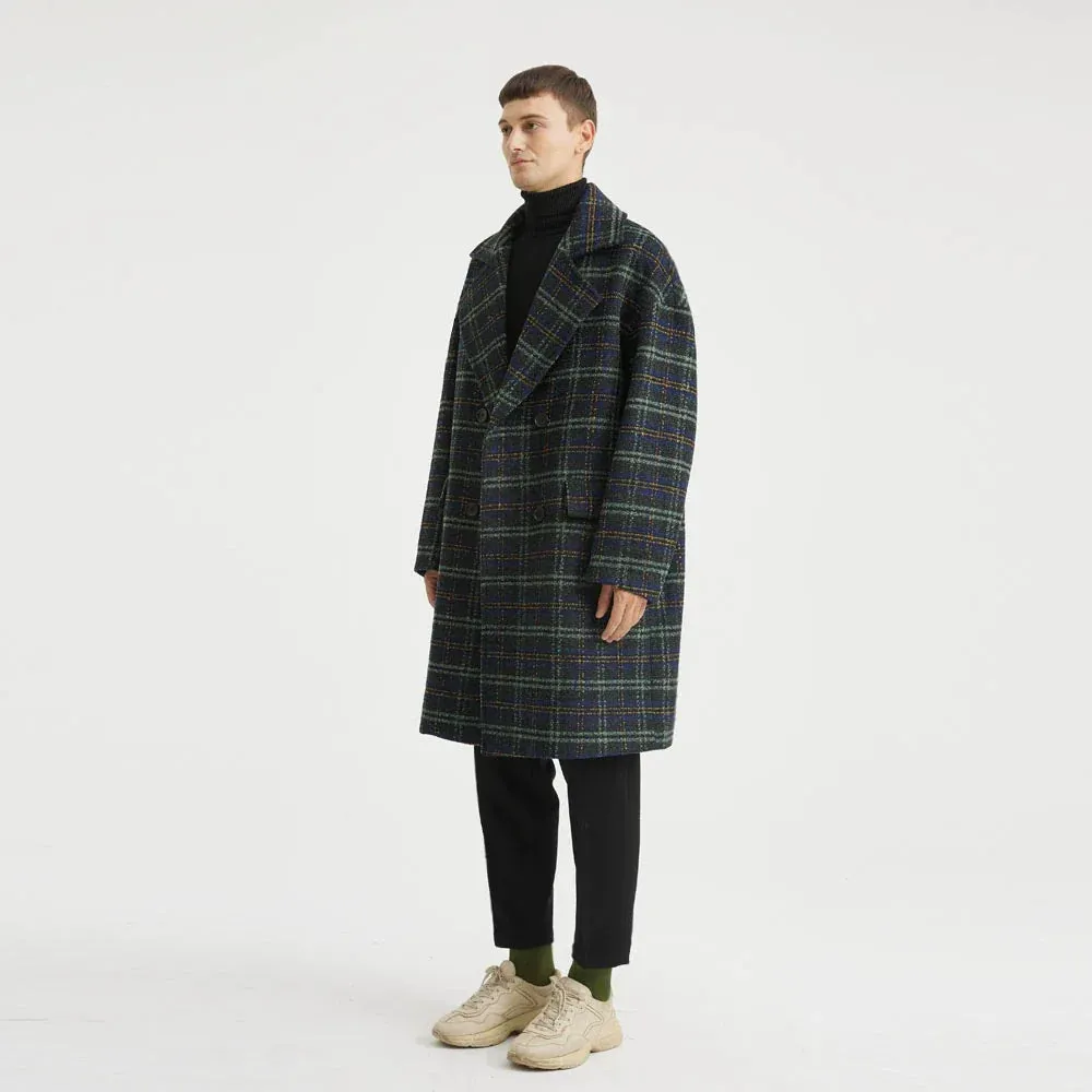 Men's Plaid Wool Coat