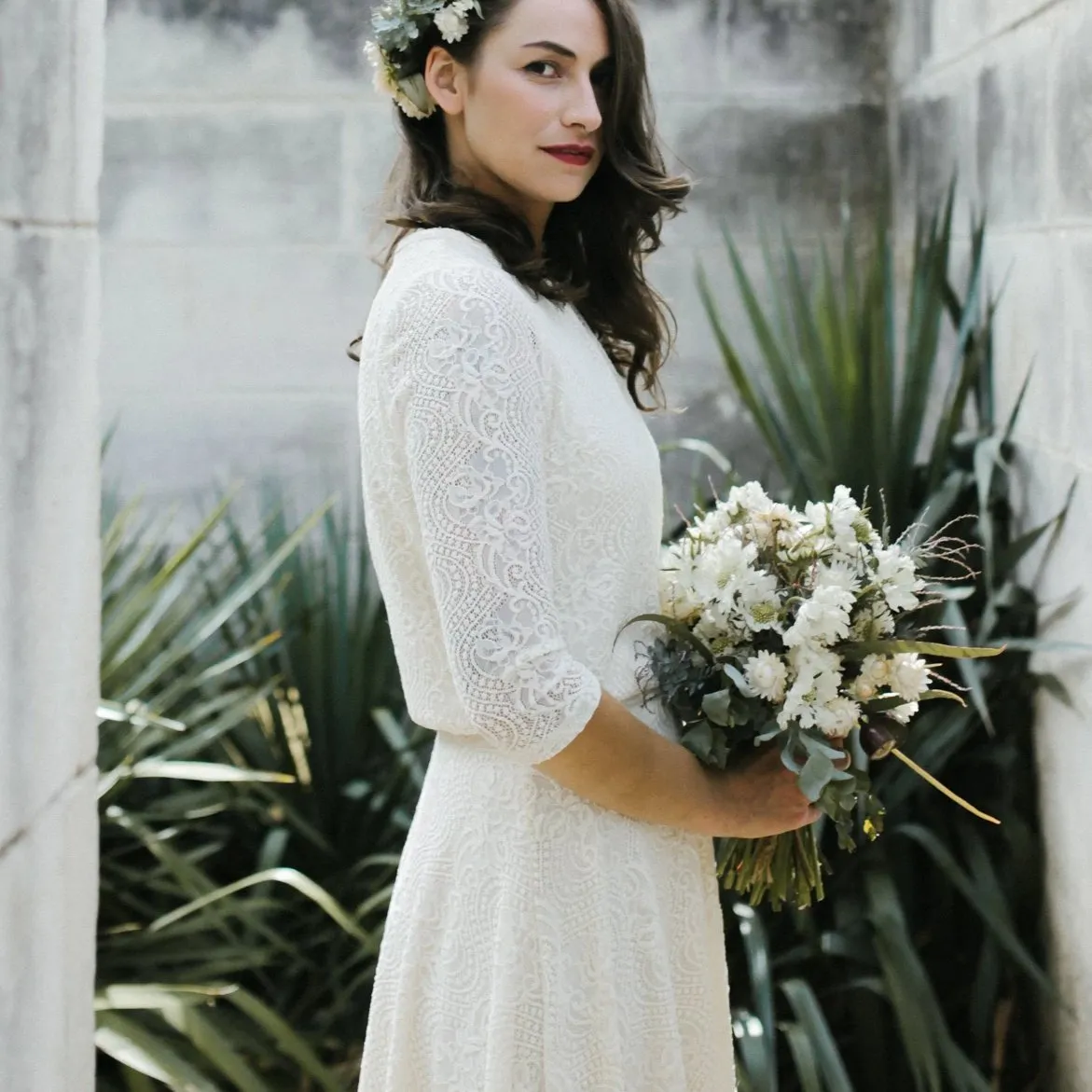 Midi Lace bridal A-line wedding  skirt #3020