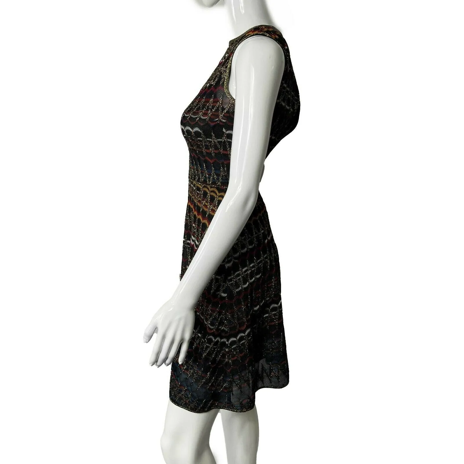 Missoni - Zig Zag and Scalloped Sleeveless Multicolor Dress -XXS/XS