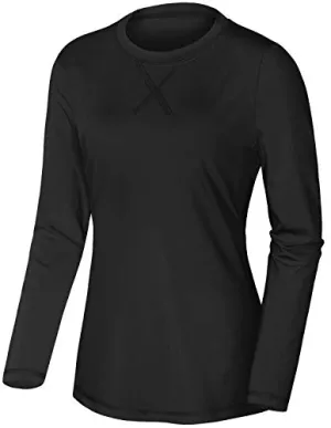 Miusey Long Sleeve Sport T Shirt Women,UPF 50  Crew Neck Athletic Tops Petite Yoga Clothing Exercise Gym Tunics Outdoor Activities Black S