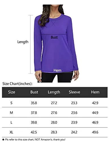 Miusey Long Sleeve Sport T Shirt Women,UPF 50  Crew Neck Athletic Tops Petite Yoga Clothing Exercise Gym Tunics Outdoor Activities Black S