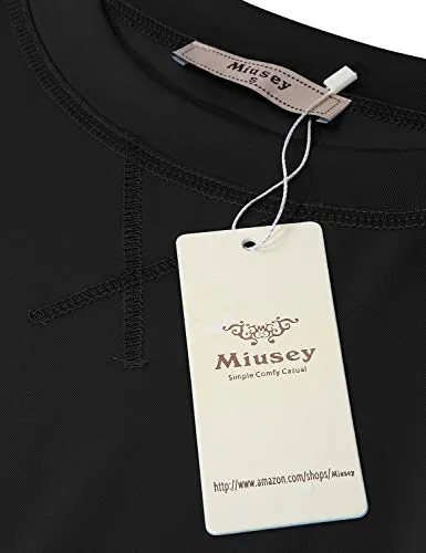Miusey Long Sleeve Sport T Shirt Women,UPF 50  Crew Neck Athletic Tops Petite Yoga Clothing Exercise Gym Tunics Outdoor Activities Black S