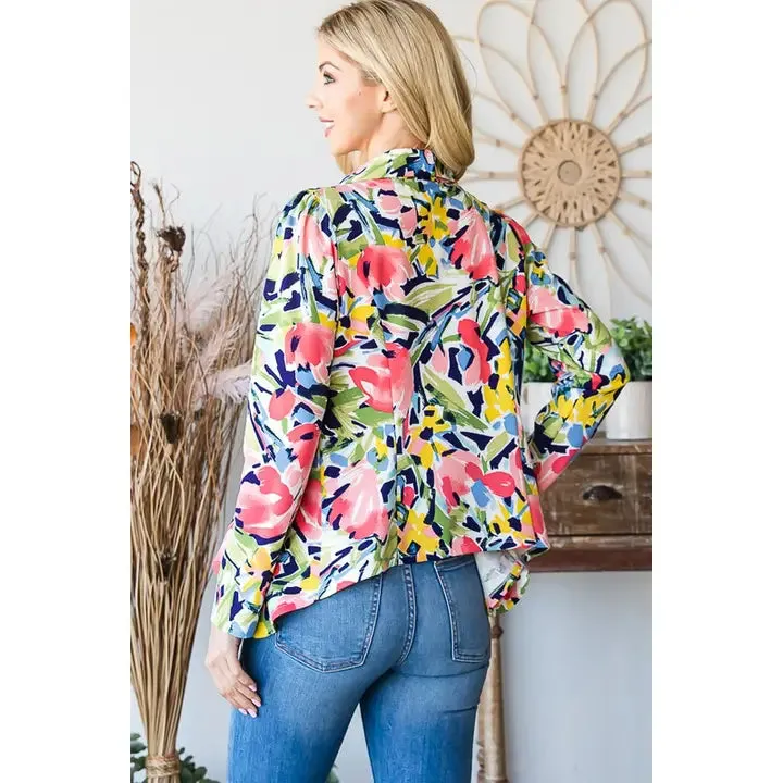 Multi Color Floral Open Blazers