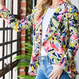 Multi Color Floral Open Blazers