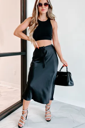My Personal Preference Satin Midi Skirt (Black)