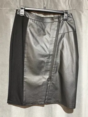 My Tribe Black Leather Asymmetrical Zip Skirt