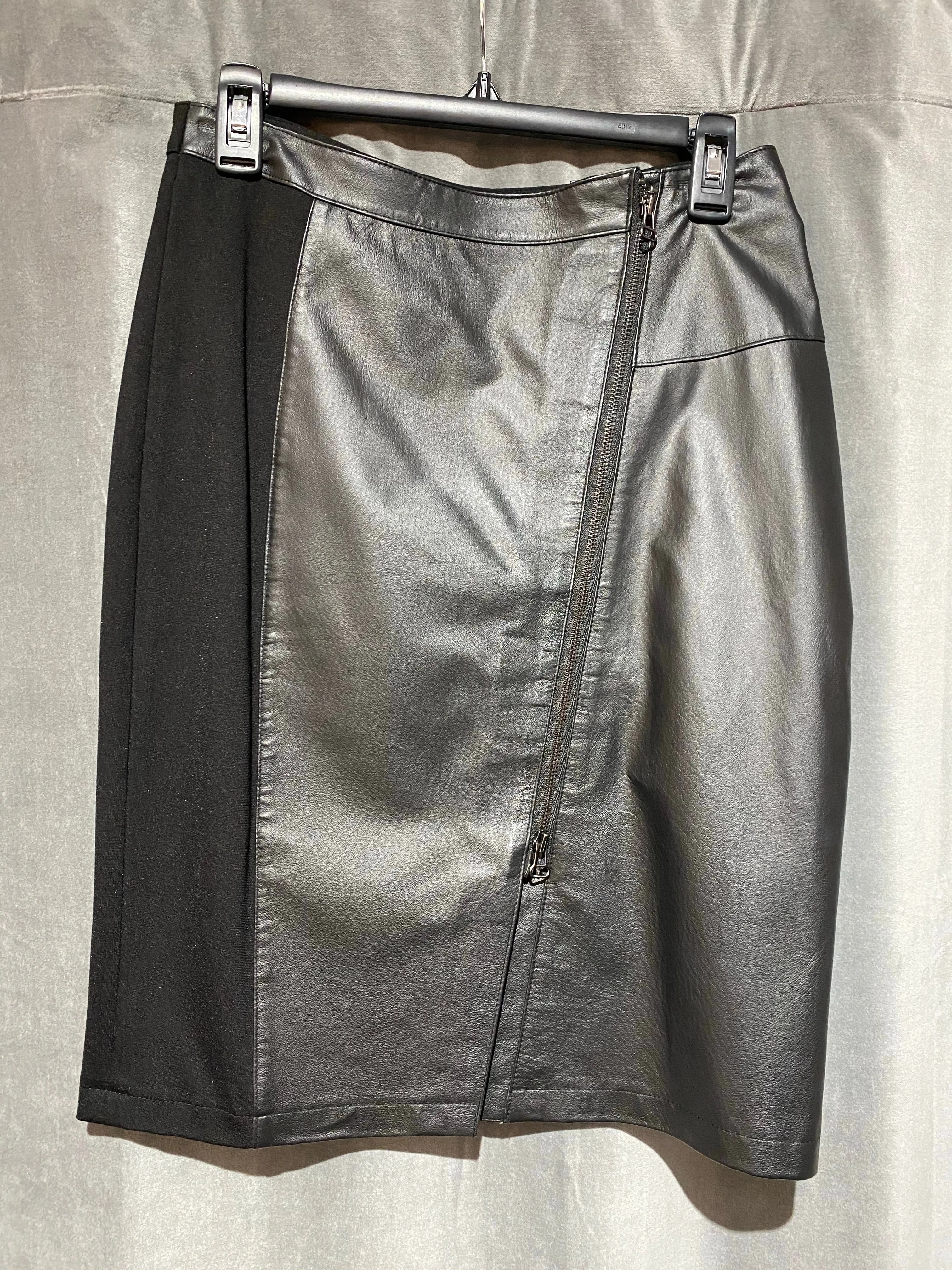 My Tribe Black Leather Asymmetrical Zip Skirt