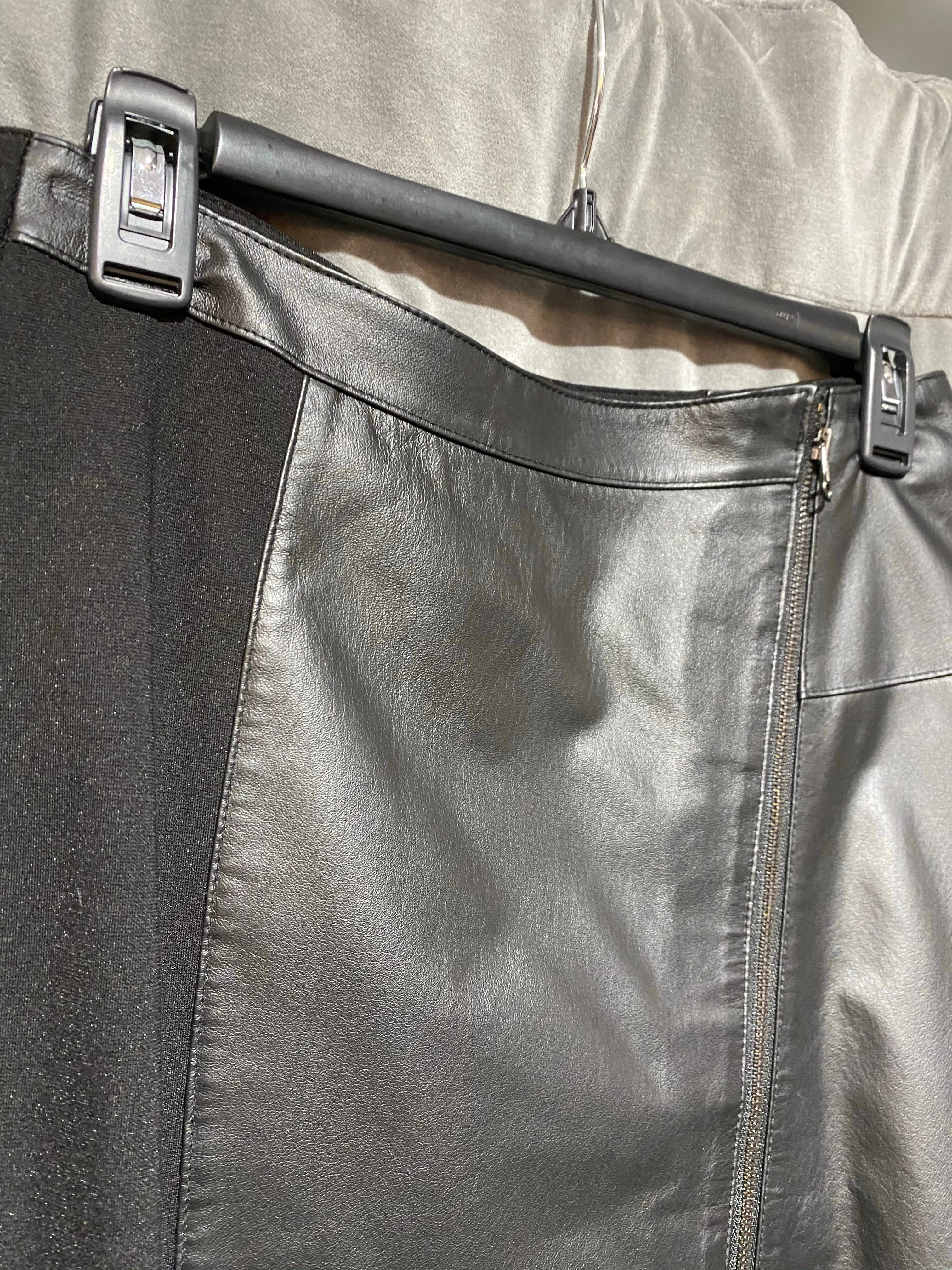 My Tribe Black Leather Asymmetrical Zip Skirt