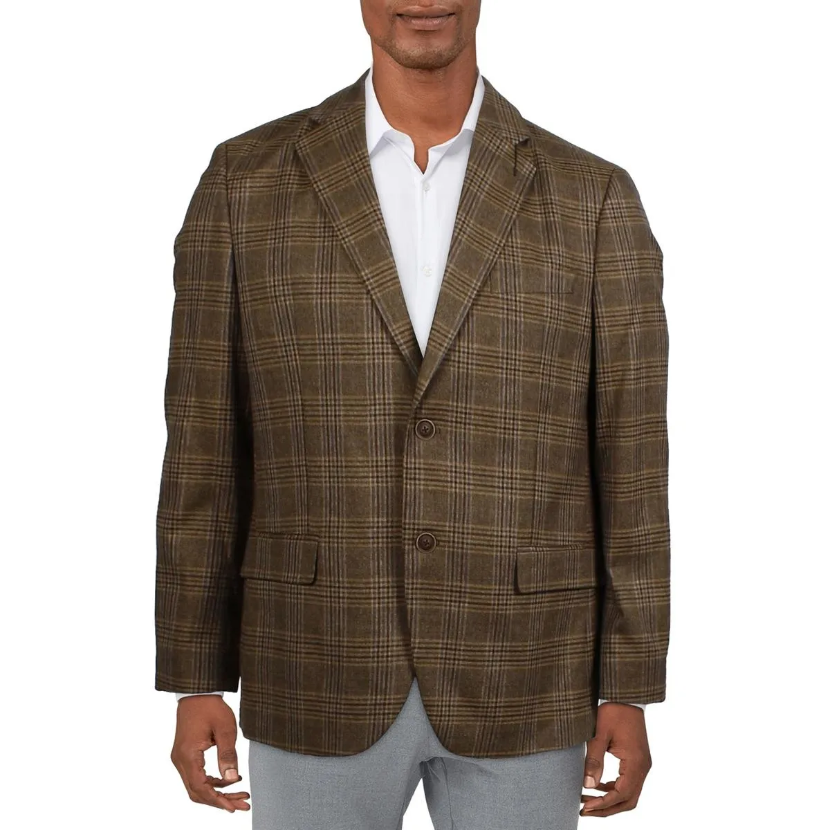 Nautica Mens Glen Plaid  Two-Button Blazer