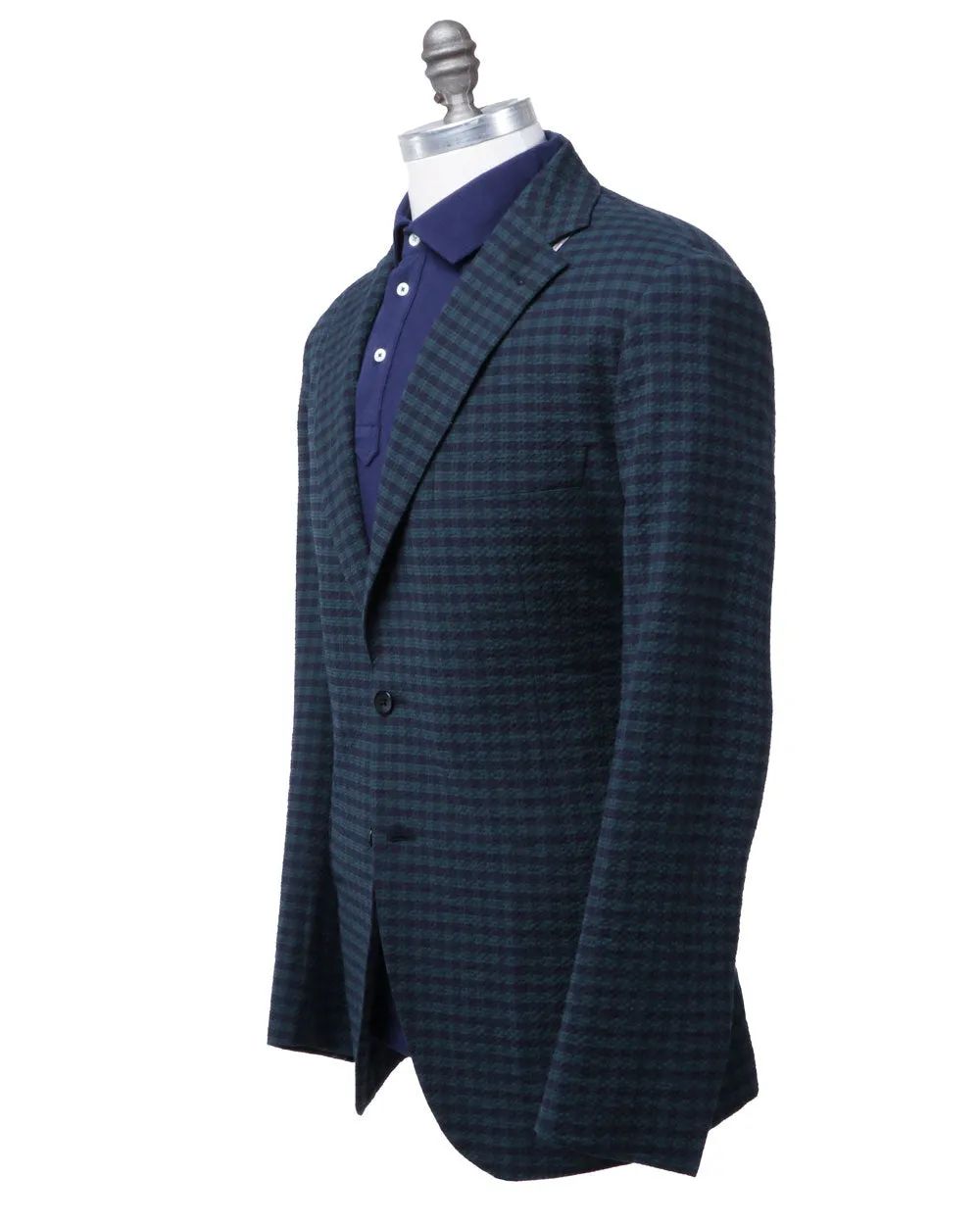 Navy and Green Plaid Seersucker Sportcoat
