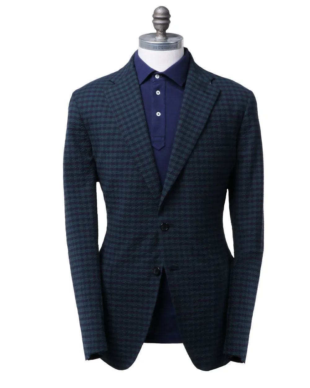 Navy and Green Plaid Seersucker Sportcoat