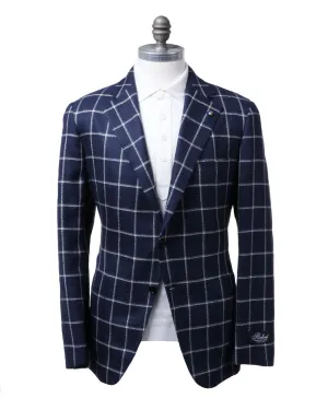 Navy Blue and White Plaid Sportcoat