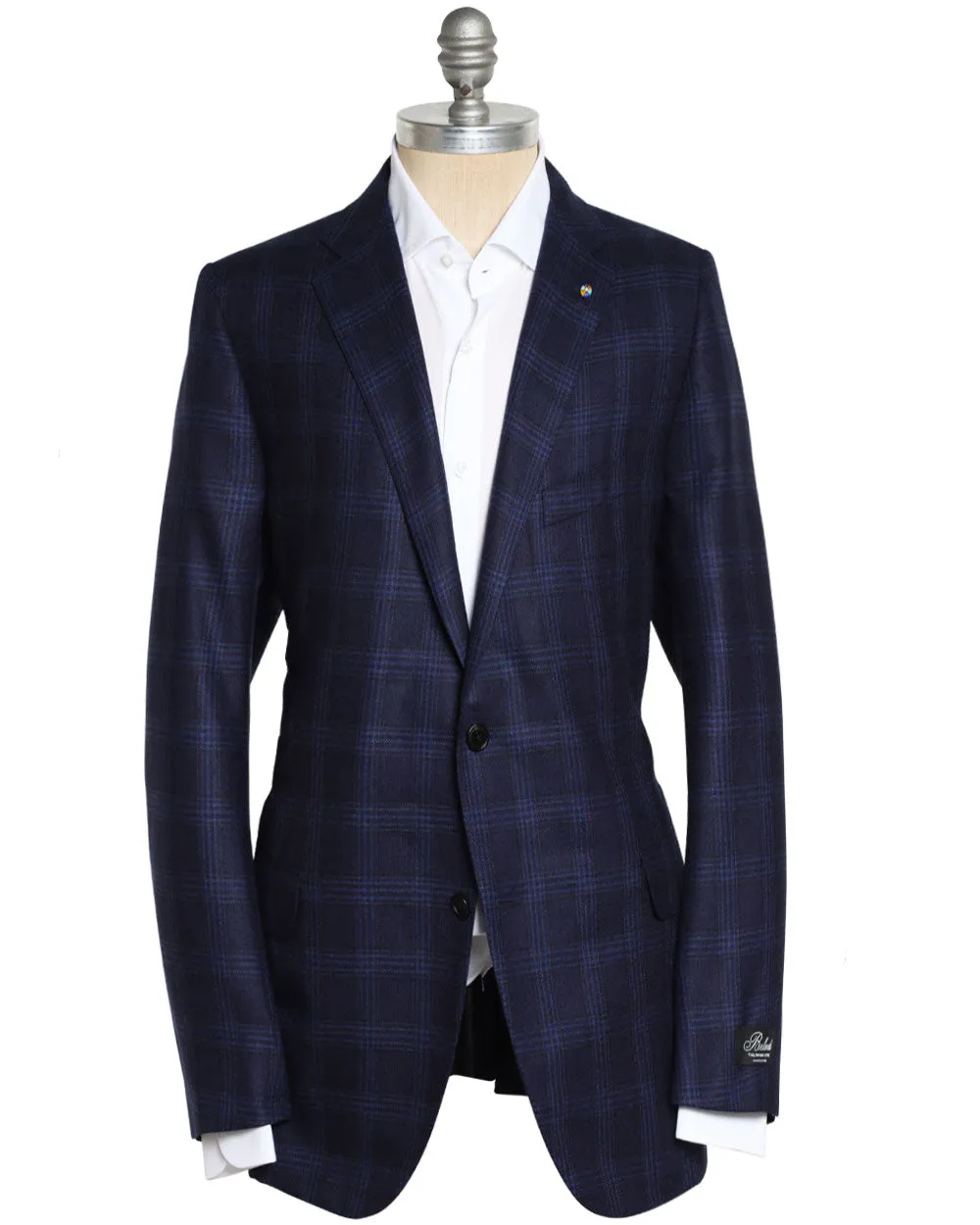 Navy Silk Blend Plaid Sportcoat