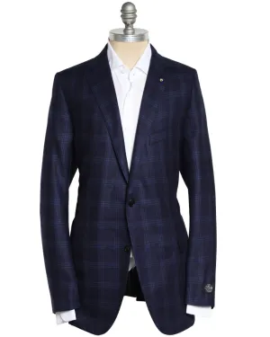 Navy Silk Blend Plaid Sportcoat