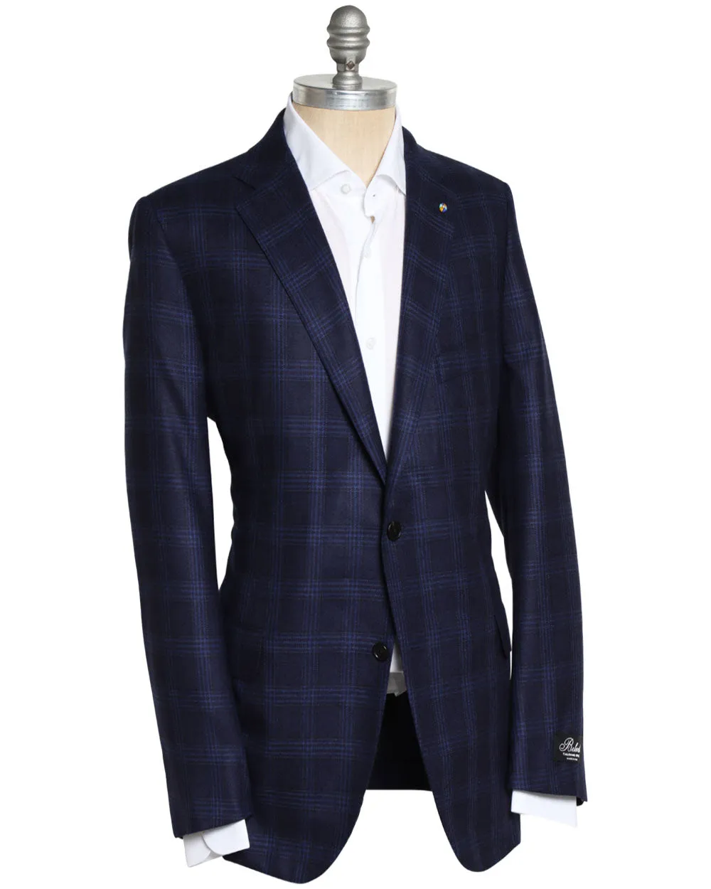 Navy Silk Blend Plaid Sportcoat