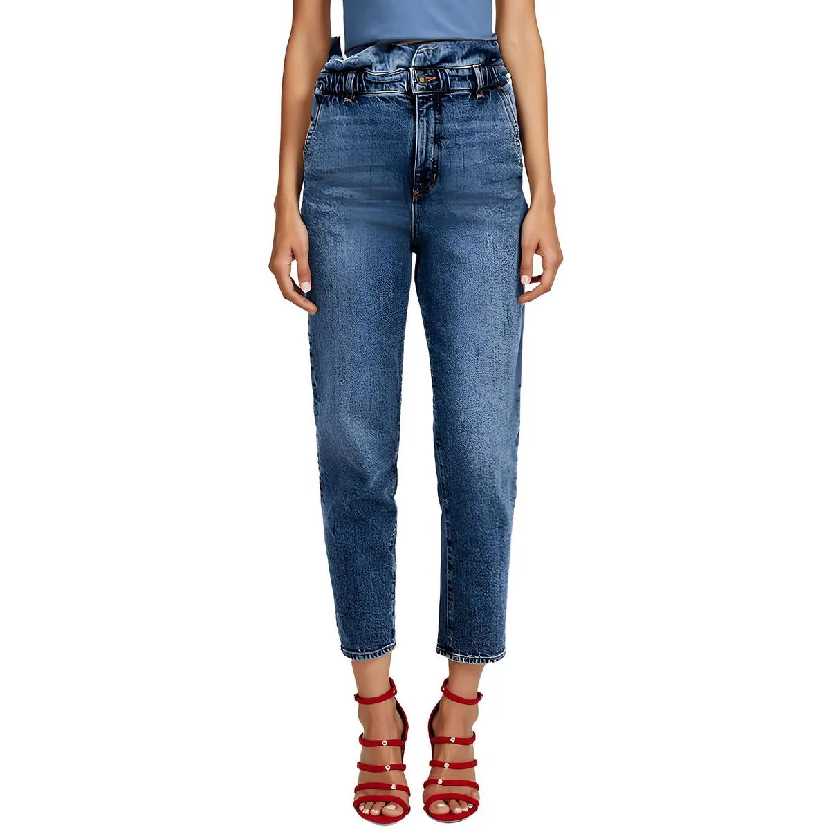 Nellie Paperbag Jean Womens Pocket Denim Ankle Jeans