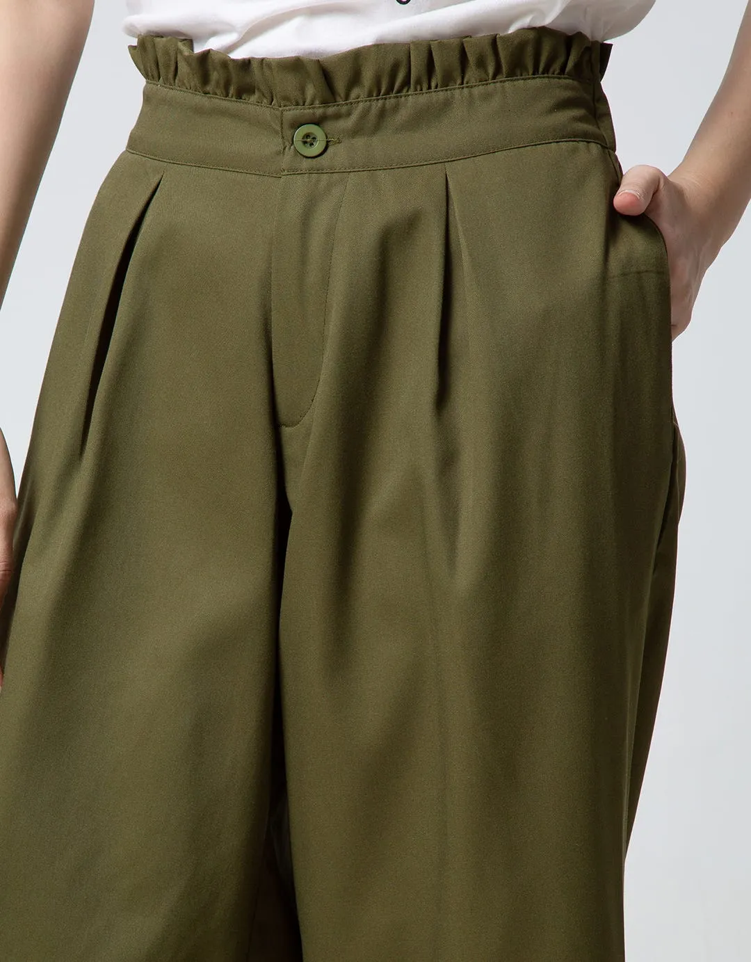 Nevada Long Pants Woven Solid With Paperbag Waist And Palazzo