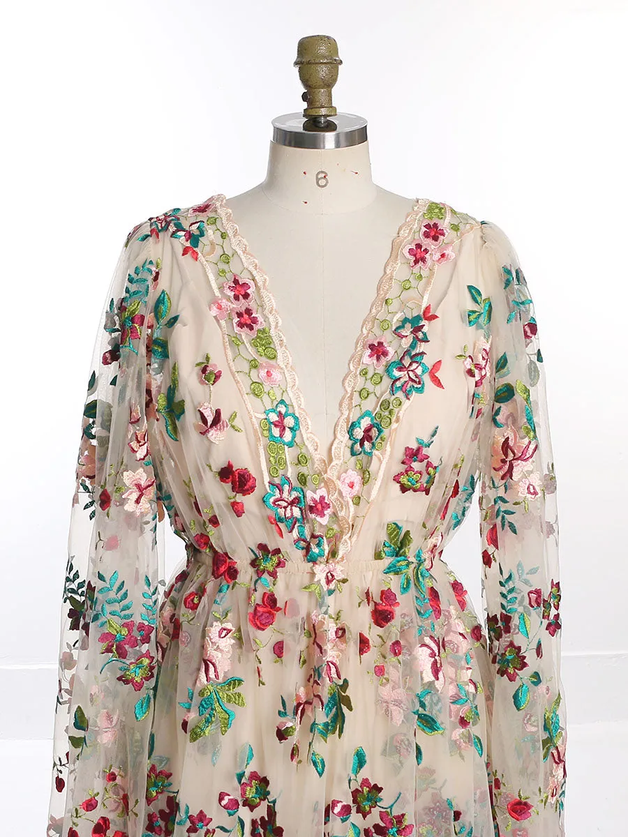 New Embroidery Lace Maternity Dress for Baby Shower Photo Shoot Gown YW231000