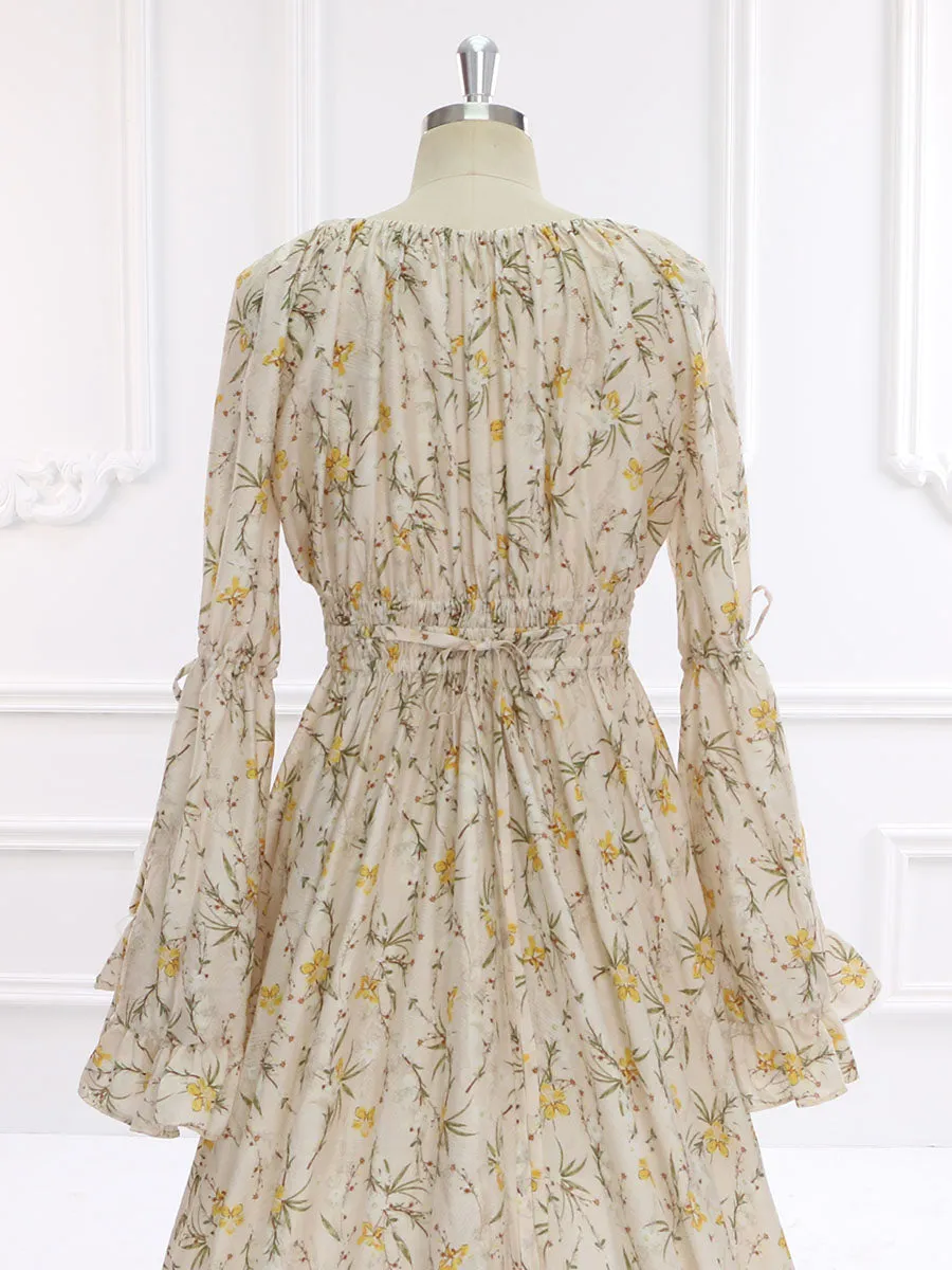 New Floral Print Cotton Maxi Dress Boho Beach Maternity Gown Fancy Photography Props YEWEN YD211202