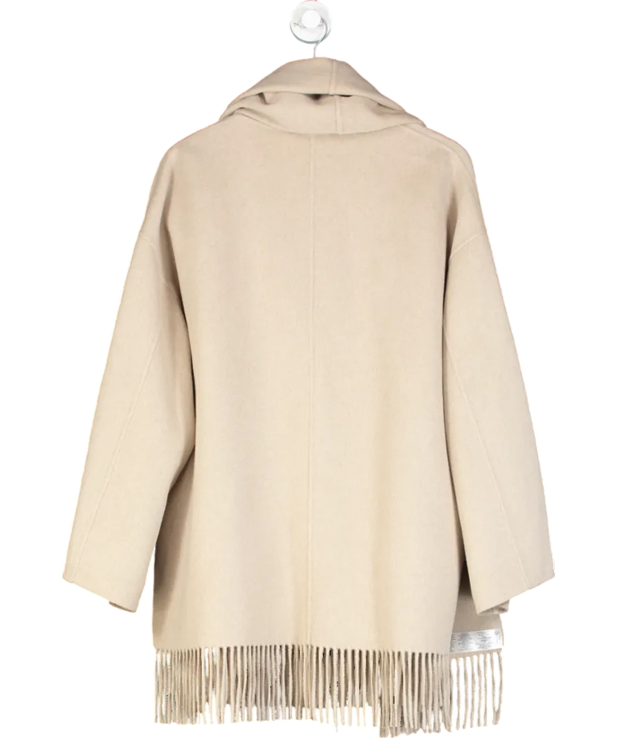 Next Cream Premium Handsewn Wool Rich Scarf Coat UK S