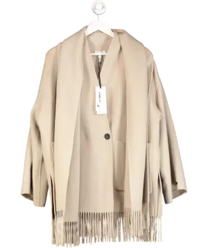 Next Cream Premium Handsewn Wool Rich Scarf Coat UK S