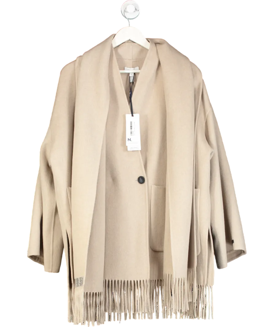 Next Cream Premium Handsewn Wool Rich Scarf Coat UK S