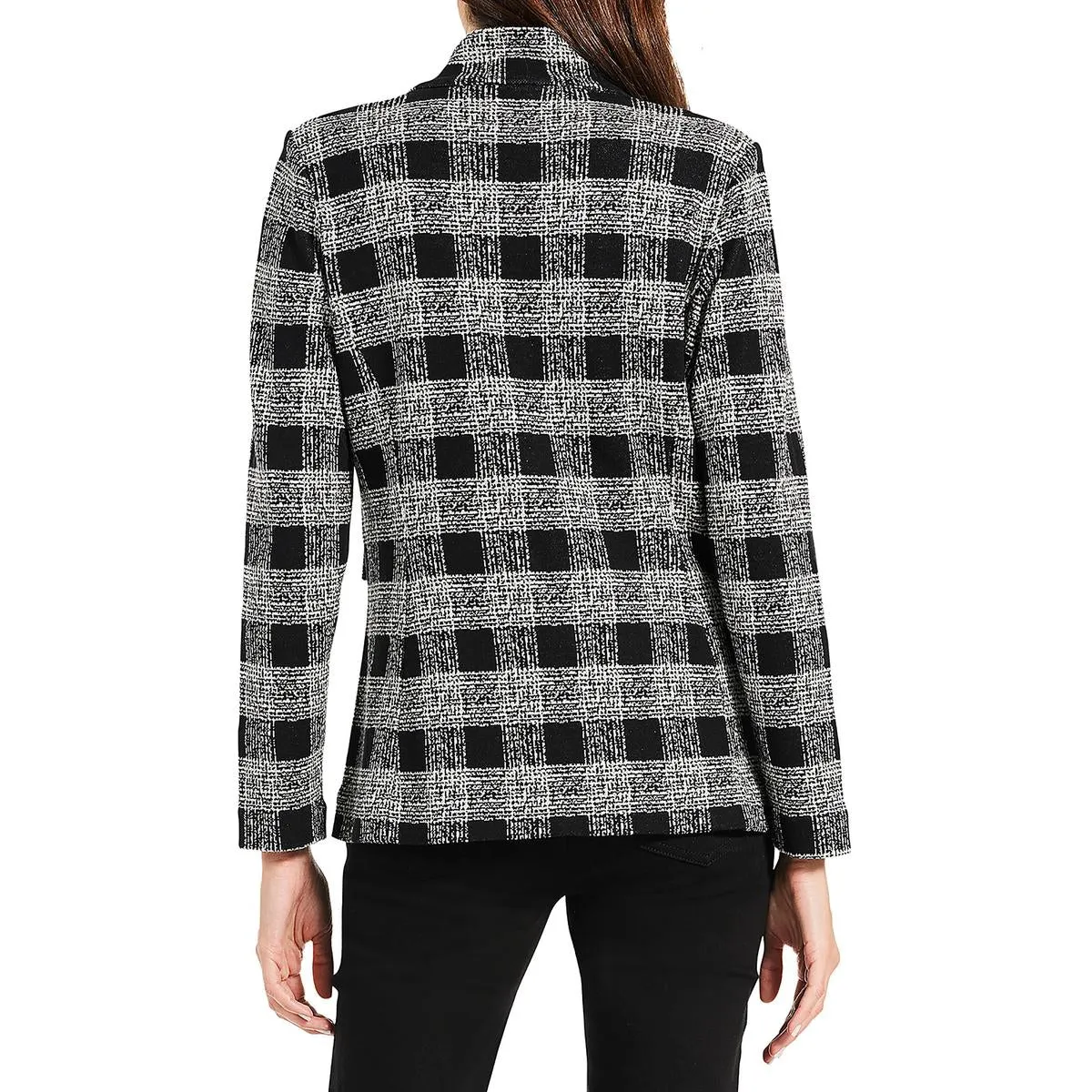 Nic   Zoe Womens Cotton Blend Plaid One-Button Blazer