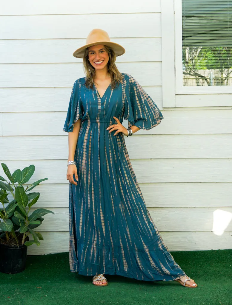 Ocean Sky Maxi Tie Dye Tiered Dress