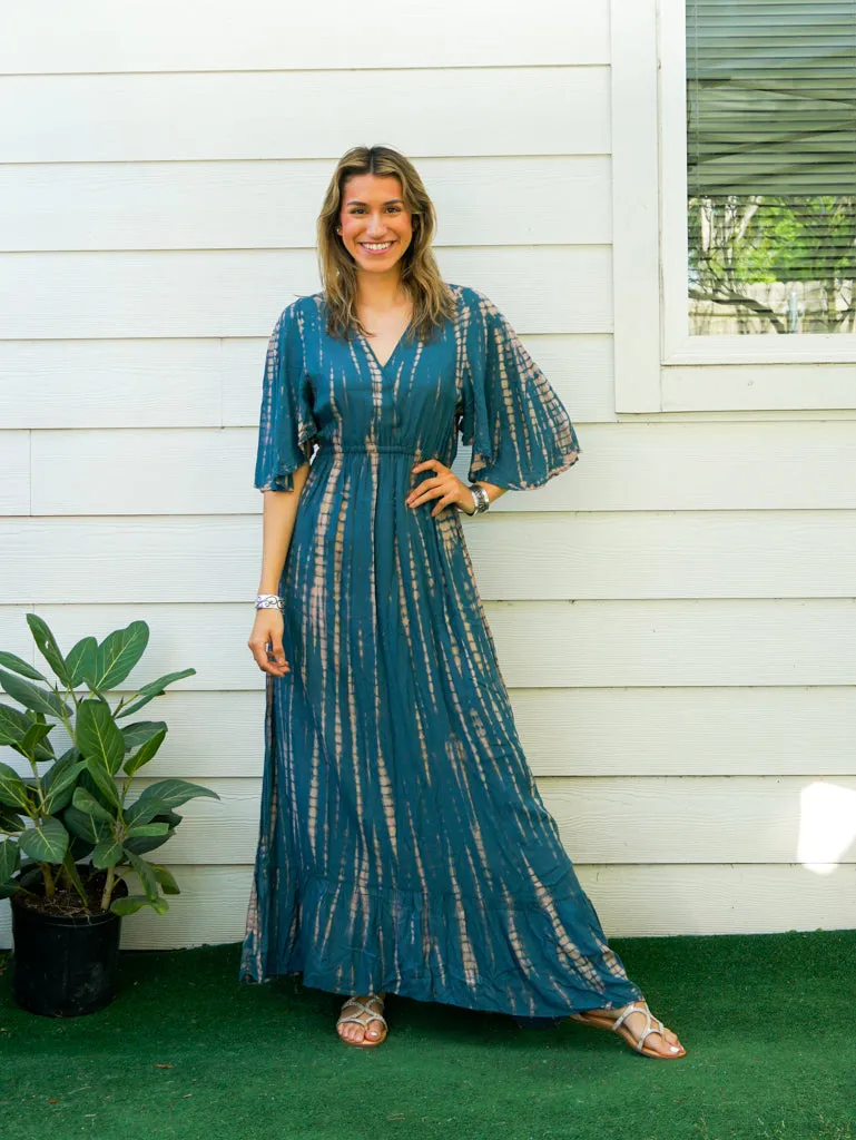 Ocean Sky Maxi Tie Dye Tiered Dress
