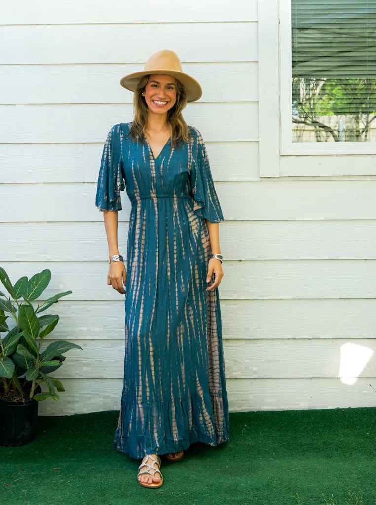 Ocean Sky Maxi Tie Dye Tiered Dress