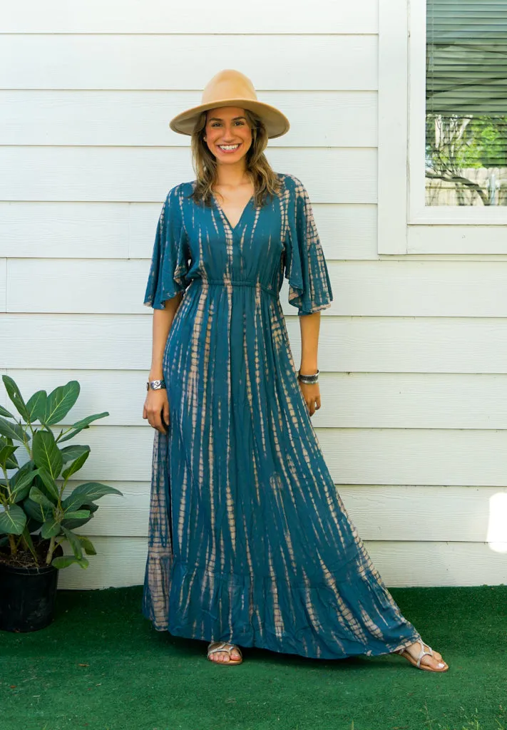 Ocean Sky Maxi Tie Dye Tiered Dress