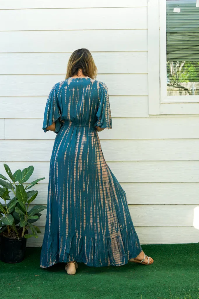 Ocean Sky Maxi Tie Dye Tiered Dress
