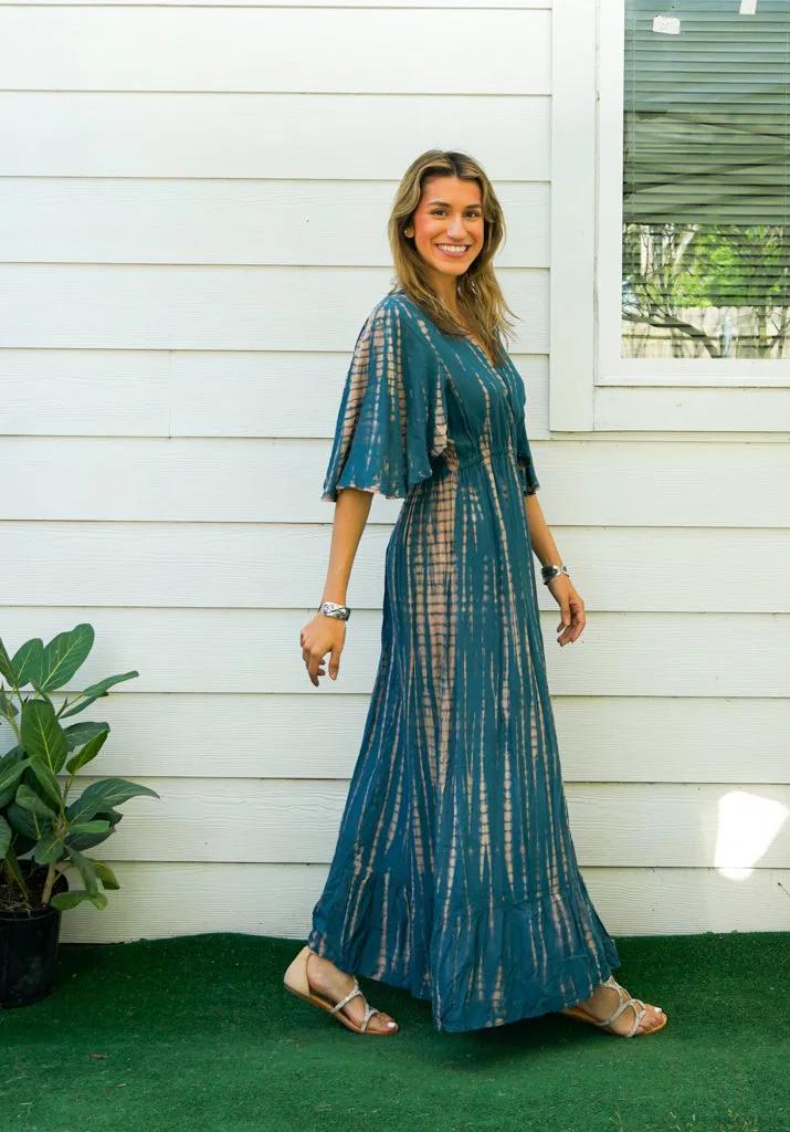 Ocean Sky Maxi Tie Dye Tiered Dress