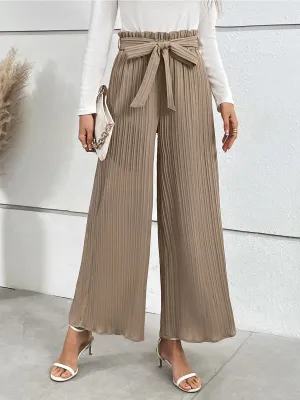 Office Chic Tie Waist Wide Leg Paperbag Pants