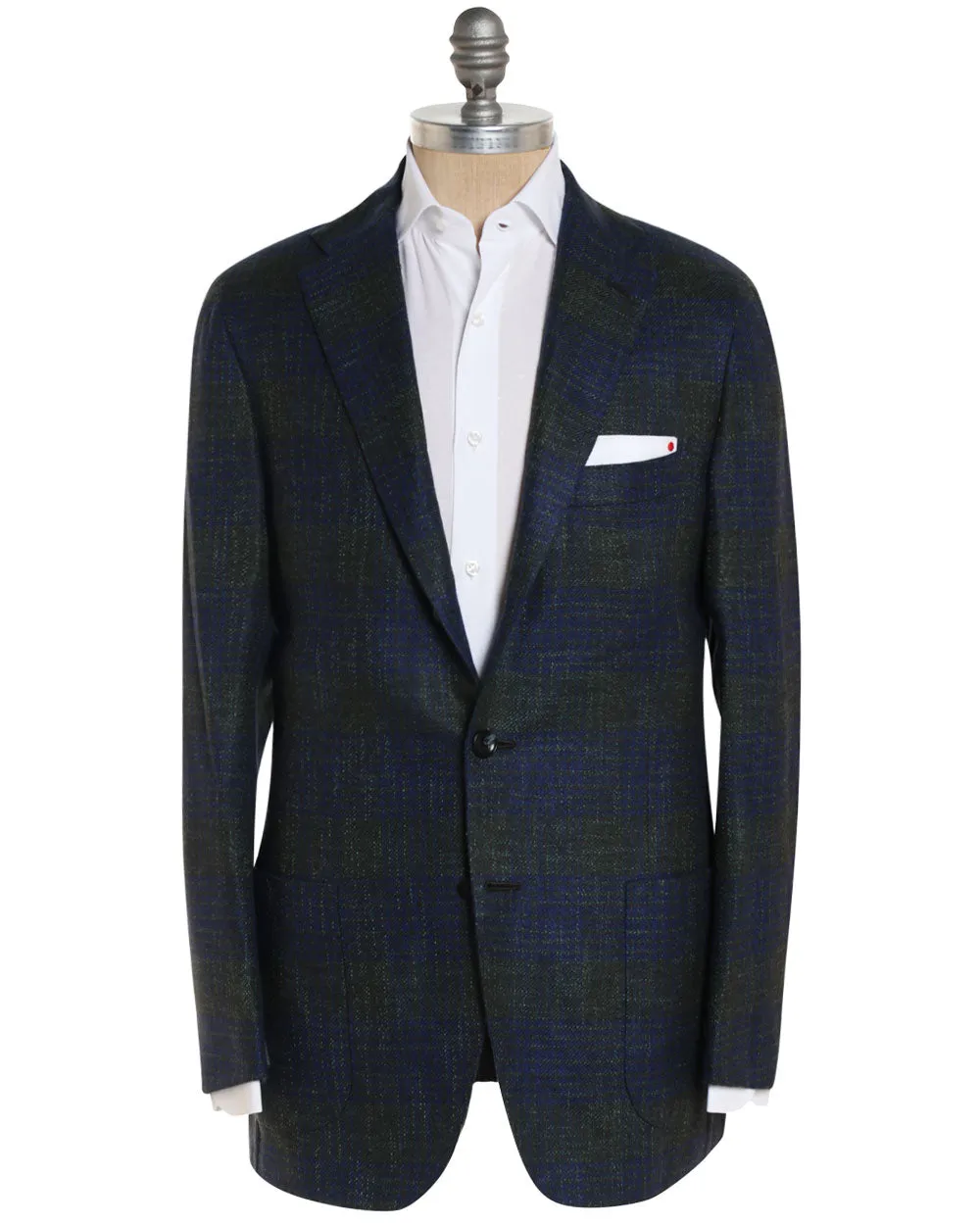 Olive and Blue Cashmere Blend Plaid Sportcoat
